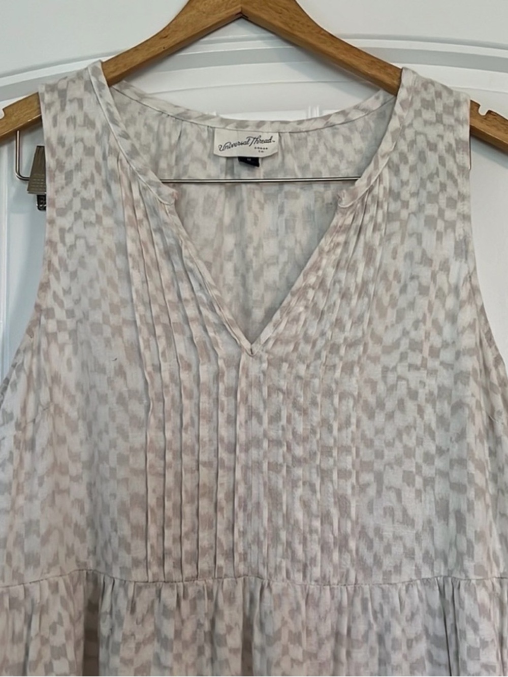 Universal Thread Beige Patterned Sleeveless Midi Dress - Picture 3 of 6